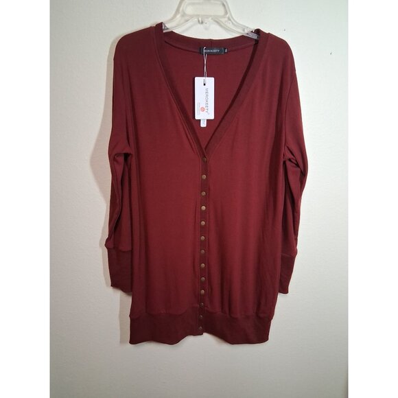 Merokeety Sweaters - NWT Merokeety Cardigan Extra Long Retro Y2K Collegiate Casual Red Women Size XXL